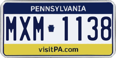 PA license plate MXM1138