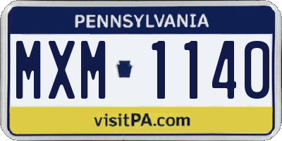 PA license plate MXM1140