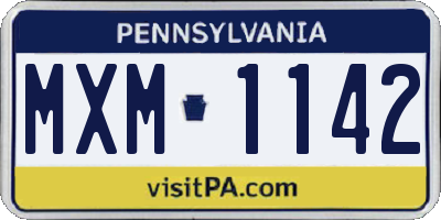PA license plate MXM1142