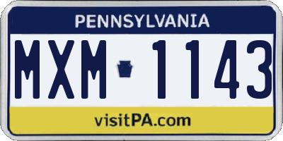 PA license plate MXM1143