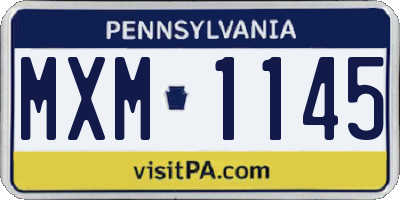 PA license plate MXM1145
