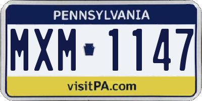 PA license plate MXM1147
