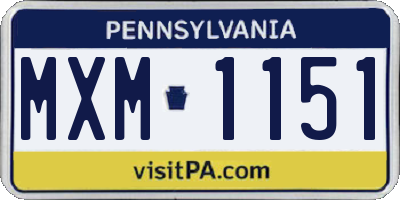 PA license plate MXM1151