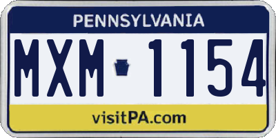 PA license plate MXM1154