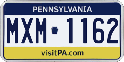 PA license plate MXM1162