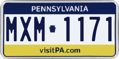 PA license plate MXM1171