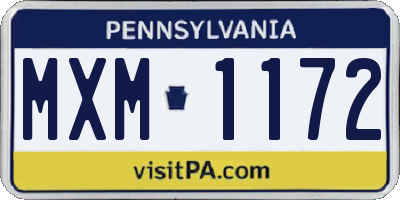PA license plate MXM1172