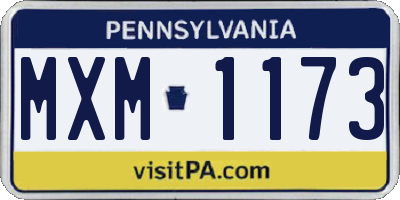 PA license plate MXM1173