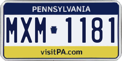 PA license plate MXM1181