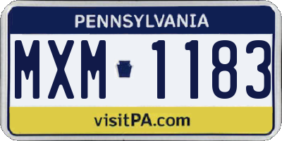 PA license plate MXM1183
