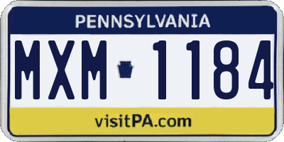 PA license plate MXM1184