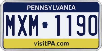 PA license plate MXM1190