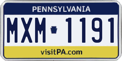 PA license plate MXM1191