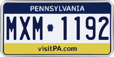 PA license plate MXM1192