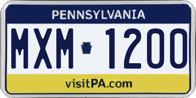 PA license plate MXM1200