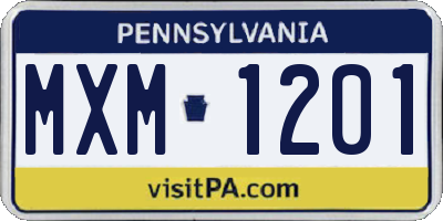 PA license plate MXM1201