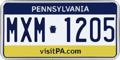PA license plate MXM1205