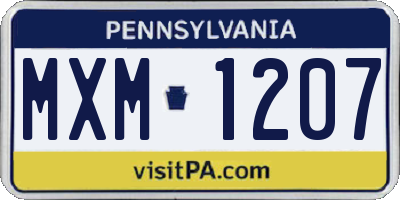 PA license plate MXM1207