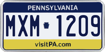 PA license plate MXM1209