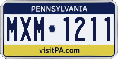 PA license plate MXM1211