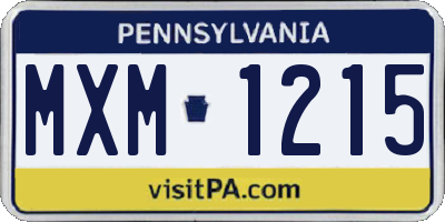 PA license plate MXM1215