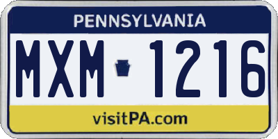 PA license plate MXM1216