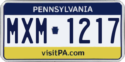 PA license plate MXM1217