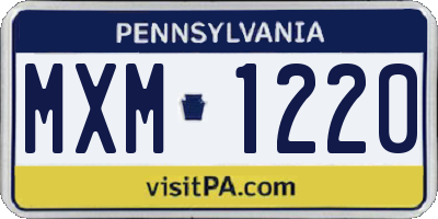 PA license plate MXM1220