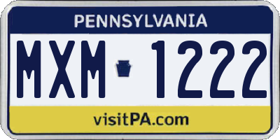PA license plate MXM1222