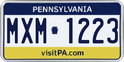 PA license plate MXM1223