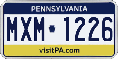 PA license plate MXM1226
