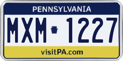 PA license plate MXM1227