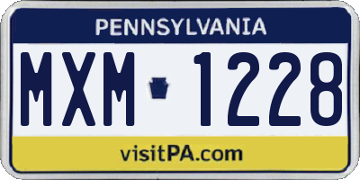 PA license plate MXM1228