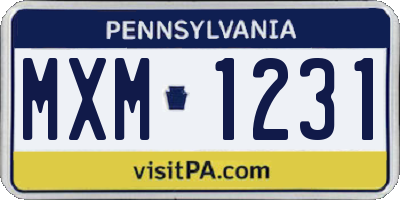 PA license plate MXM1231