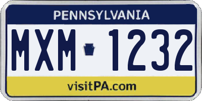 PA license plate MXM1232