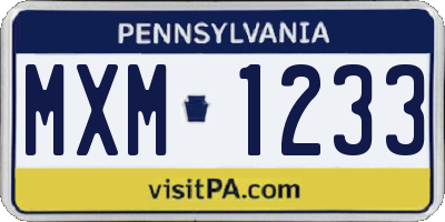 PA license plate MXM1233