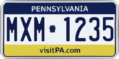 PA license plate MXM1235