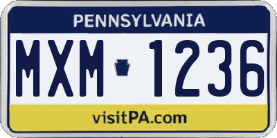 PA license plate MXM1236