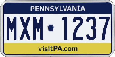 PA license plate MXM1237