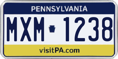 PA license plate MXM1238
