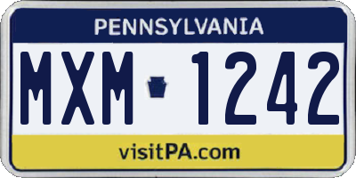 PA license plate MXM1242