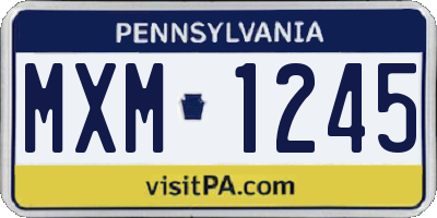 PA license plate MXM1245
