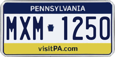 PA license plate MXM1250