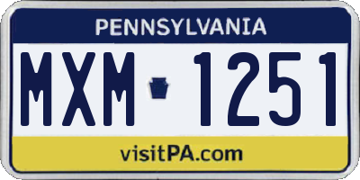 PA license plate MXM1251