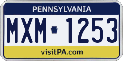 PA license plate MXM1253