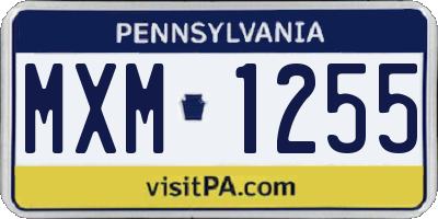 PA license plate MXM1255