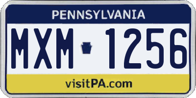PA license plate MXM1256