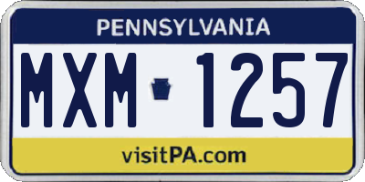 PA license plate MXM1257