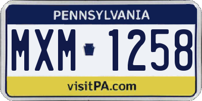 PA license plate MXM1258