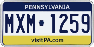 PA license plate MXM1259